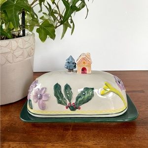 Anthropologie Nathalie Lete Cottage Holiday Butter Dish